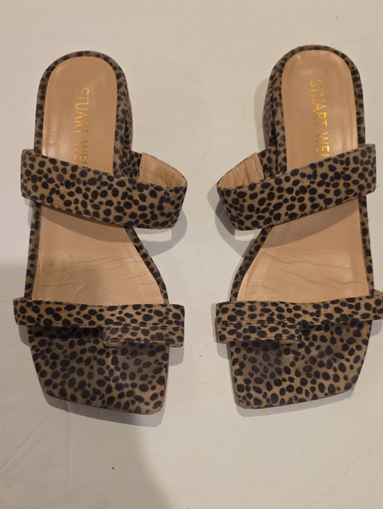 Stuart Weitzman Shoes - Stuart Weitzman Leopard Print Block Heel Sandals Square Toe Trendy Size 9 Shoes